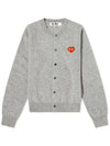 Play Red Heart Logo Print Wool Cardigan Gray - COMME DES GARCONS - BALAAN 7