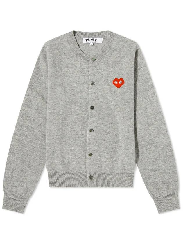 Invader Heart Wool Cardigan Grey - COMME DES GARCONS - BALAAN 6