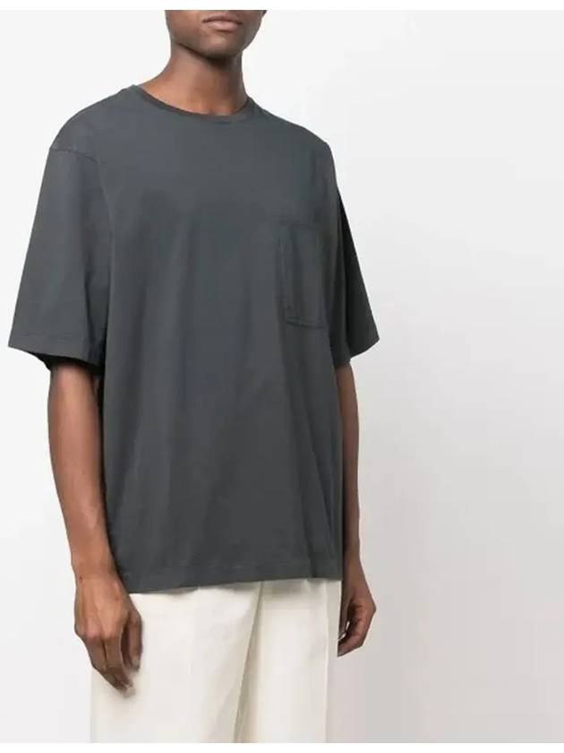 Men's Boxy Jersey Woven Pocket Short Sleeve T-Shirt Charcoal - LEMAIRE - BALAAN 6