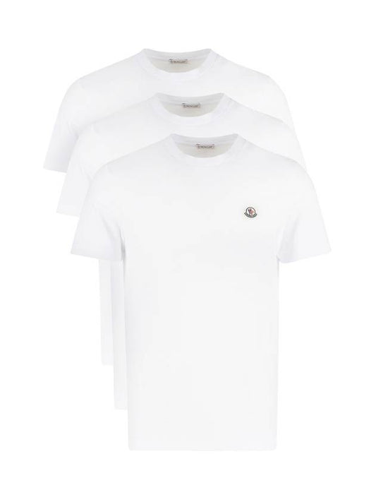 Men's Logo Patch Cotton Short Sleeve T-Shirt 3 Pack White - MONCLER - BALAAN 1