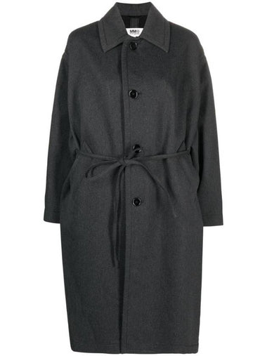 Tie Waist Parka Single Coat Grey - MAISON MARGIELA - BALAAN 1