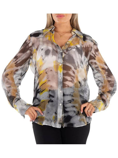 Chloe Ladies Multicolor Grey Sheer Button Down Top, Brand Size 40 (US Size 8) - CHLOE - BALAAN 1