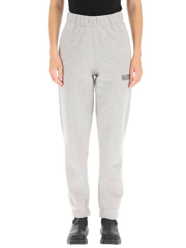 Side Logo Cotton JoGGer Track Pants Grey - GANNI - BALAAN 3