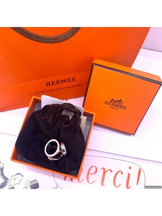 Mini Trio Twilly Scarf Ring Silver - HERMES - BALAAN 4