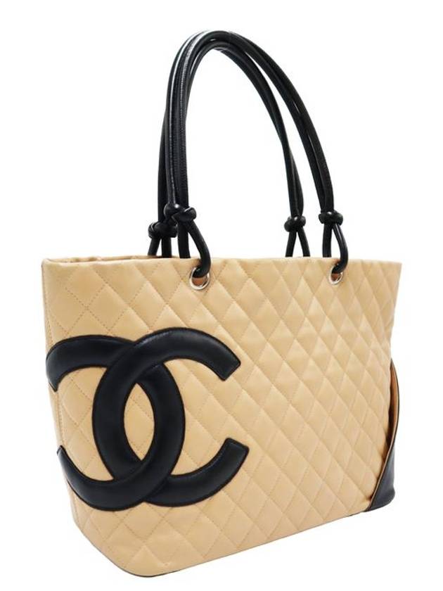 Women s Leather Tote Bag Beige Chanel A25169 Lambskin Quilted Cambon Large 9th Division - CHANEL - BALAAN 3