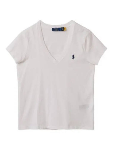 W Cotton Jersey V Neck Tee White - POLO RALPH LAUREN - BALAAN 1