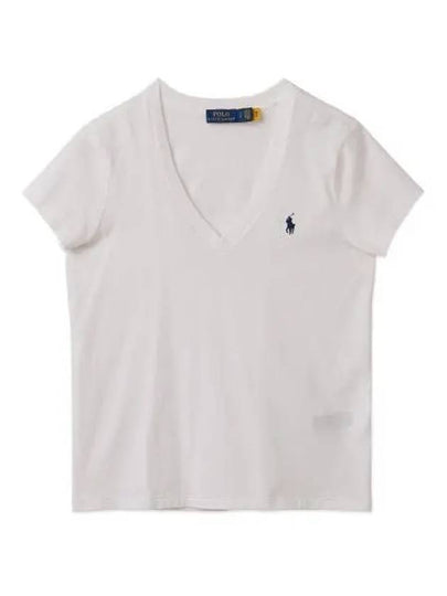 W Cotton Jersey V Neck Tee White - POLO RALPH LAUREN - BALAAN 2