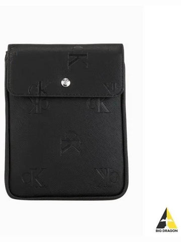 JEANS Men s Black CKJ Monogram Soft Leather Phone Crossbody HP2072 017 - CALVIN KLEIN - BALAAN 1