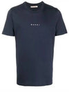 Classic Logo Print Cotton Short Sleeve T-Shirt Navy - MARNI - BALAAN 2