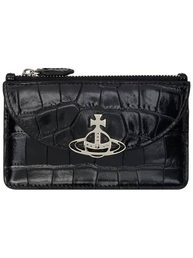 Embossed Half Moon Card Wallet Black - VIVIENNE WESTWOOD - BALAAN 3