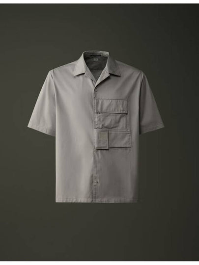 Metropolis Gabardine Short Sleeve Shirt Grey - CP COMPANY - BALAAN 2