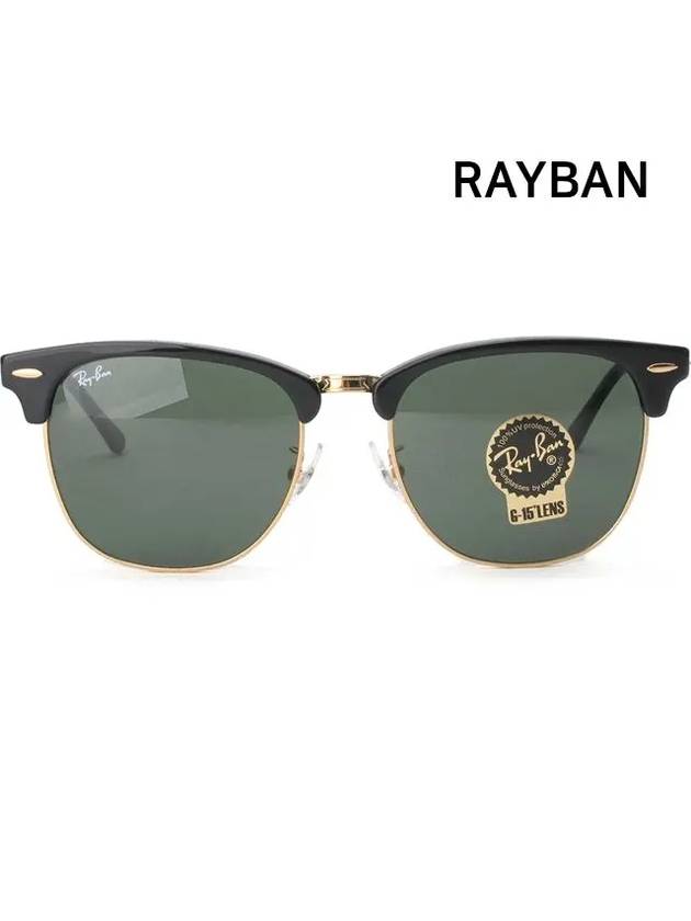 Eyewear Clubmaster Gold Metal Sunglasses Black Green - RAY-BAN - BALAAN 3