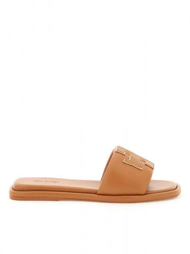 Double T Slide Slippers Brown - TORY BURCH - BALAAN 1