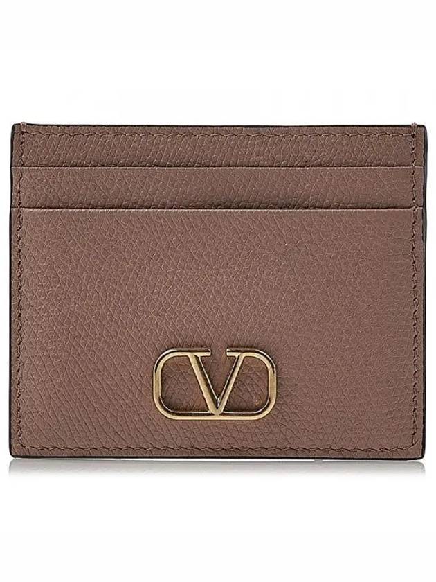 V Logo Signature Card Wallet Beige - VALENTINO - BALAAN 2