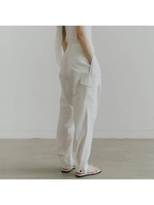 Tencel Cotton Pleated Cocoon Pants White - NOIRER FOR WOMEN - BALAAN 1
