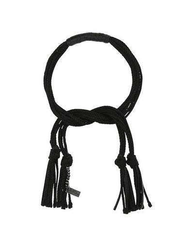 Women's Fabric Tassel Knot Bracelet Black - SAINT LAURENT - BALAAN 1