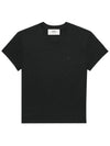 Tone On Tone Heart Logo Organic Cotton Short Sleeve T-Shirt Black - AMI - BALAAN 3