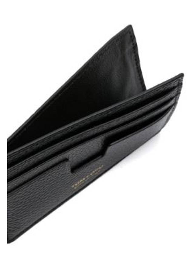 T-Line Logo Grain Leather Card Wallet Black - TOM FORD - BALAAN 3