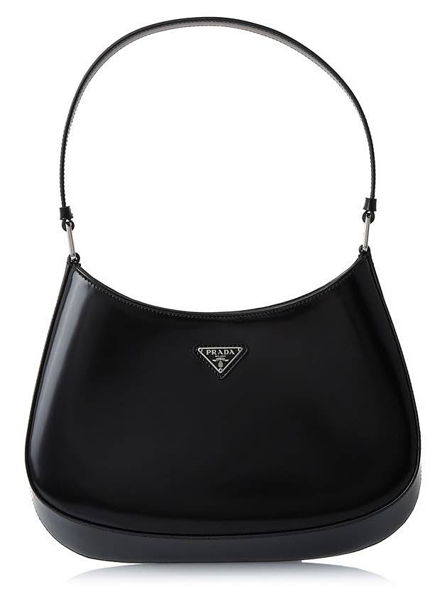 Triangular Logo Cleo Brushed Leather Shoulder Bag Black - PRADA - BALAAN 2