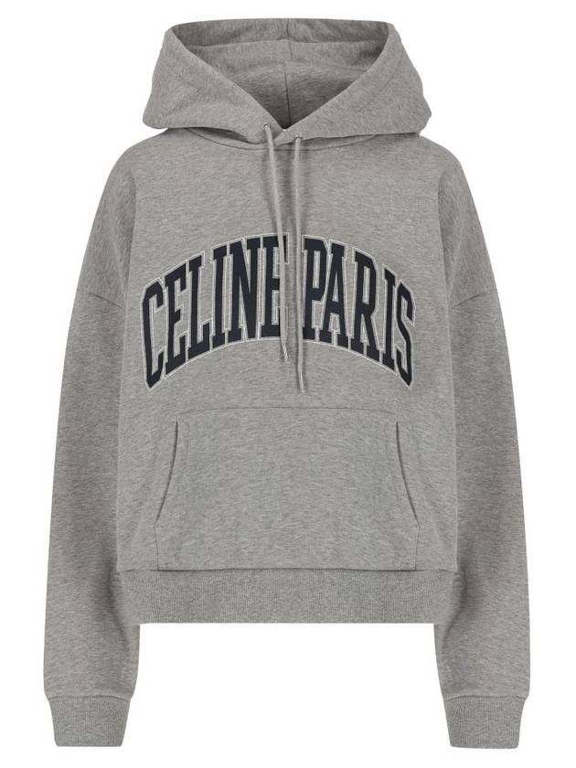 Oversized Cotton Fleece Hoodie Grey - CELINE - BALAAN 1