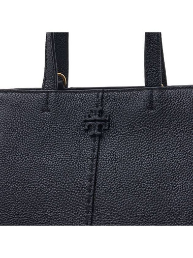 McGraw Carryall Double T Leather Tote Bag Black - TORY BURCH - BALAAN 7