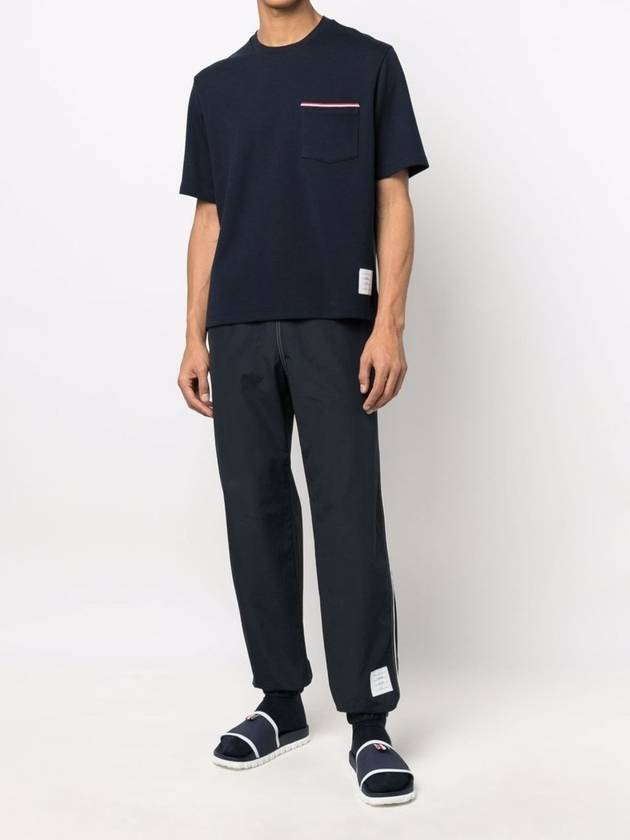 Cotton Oversized Pocket Short Sleeve T-Shirt Navy - THOM BROWNE - BALAAN 5