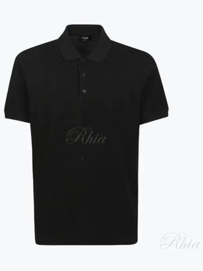 Piqué Polo Shirt Black - FENDI - BALAAN 2