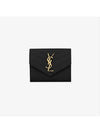 Matelasse Monogram Quilting Flap Half Wallet Black - SAINT LAURENT - BALAAN 2