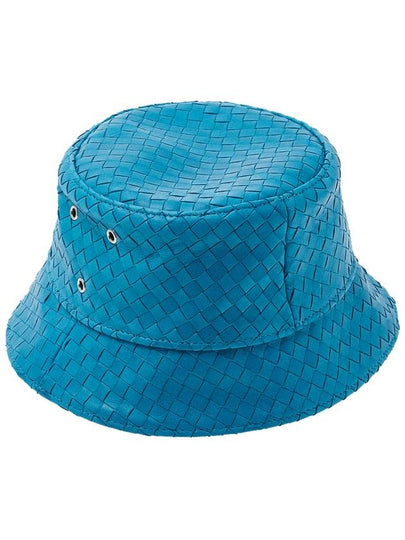 Intrecciato Leather Bucket Hat Blue - BOTTEGA VENETA - BALAAN 2