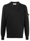 Wappen Patch Cotton Knit Top Black - STONE ISLAND - BALAAN 3