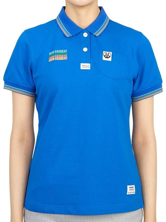 Golf Wear Short Sleeve T-Shirt HCW 2A AP02 BLUE - HORN GARMENT - BALAAN 1