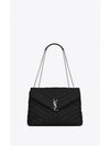 Silver Monogram Loulou Matelasse Y Leather Medium Shoulder Bag Black - SAINT LAURENT - BALAAN 2