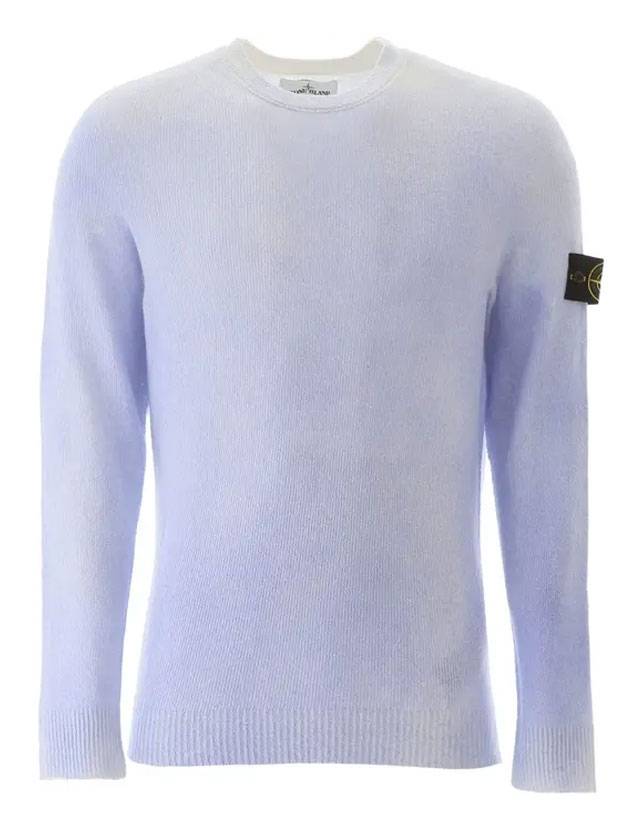 Wappen Patch Handspray Cotton Knit Top Sky Blue - STONE ISLAND - BALAAN 1