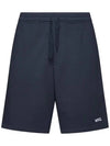 Men's Logo Drawstring Waist Track Shorts Dark Navy - A.P.C. - BALAAN 1