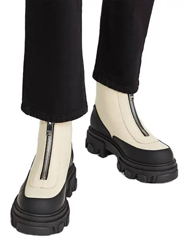 Lux Ellis Zipper Twotone Leather Ankle Boots S1615 - GANNI - BALAAN 8