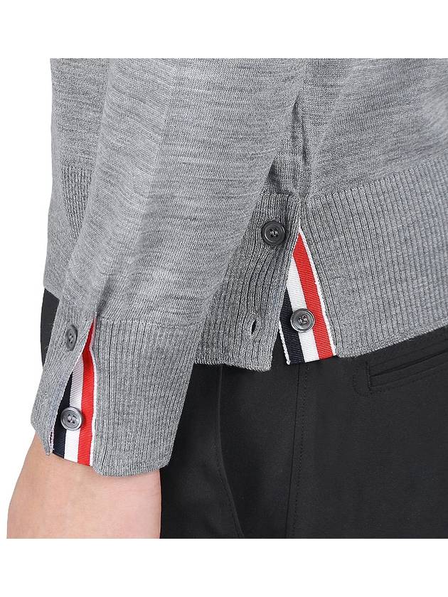 4 Bar Armband Classic Merino Wool Knit Top Light Grey - THOM BROWNE - BALAAN 8