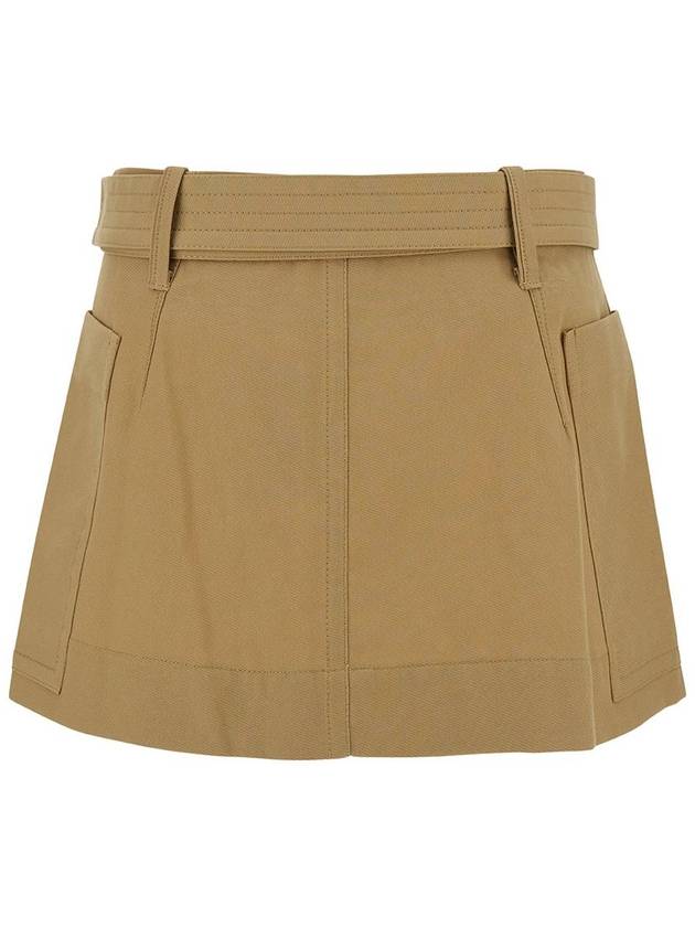 Beige Asymmetric Mini-Skirt With Logo Charm In Cotton Blend Woman - LOW CLASSIC - BALAAN 2