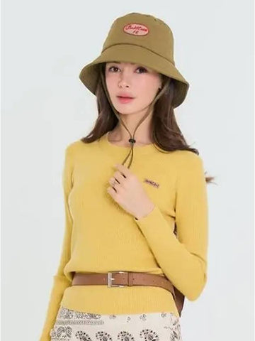 Round neck ribbed knit yellow - BENECIA12 - BALAAN 1