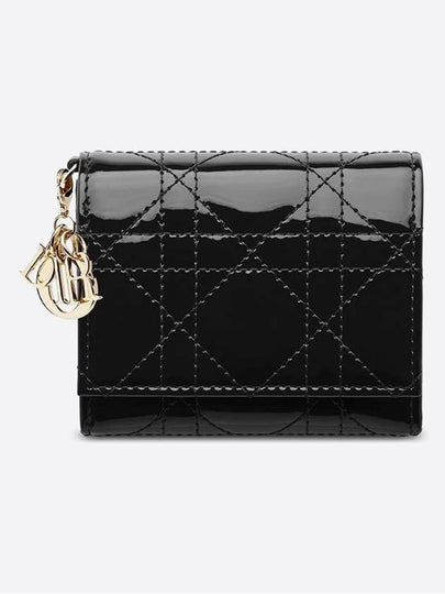 Lady Lotus Patent Cannage Half Wallet Black - DIOR - BALAAN 2