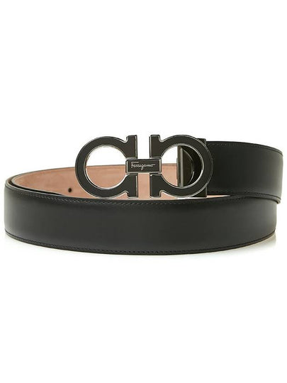 Gancini Metal Logo Leather Belt Black - SALVATORE FERRAGAMO - BALAAN 2