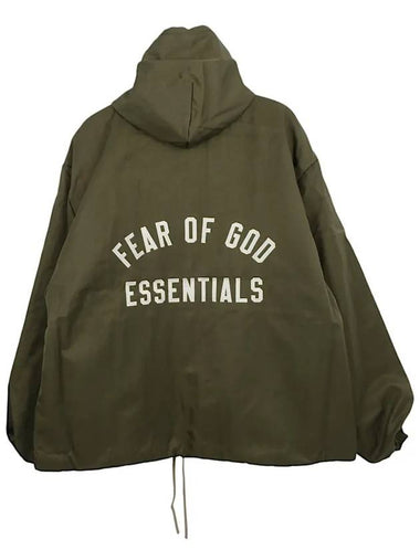 back logo texture nylon hooded coach jacket military 202BT246375F A0006 - FEAR OF GOD ESSENTIALS - BALAAN 1