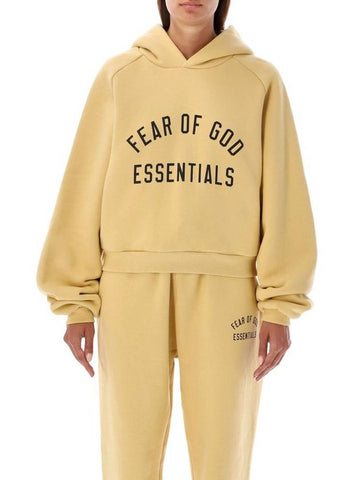 Logo Detail Cropped Hoodie Yellow - FEAR OF GOD ESSENTIALS - BALAAN 1