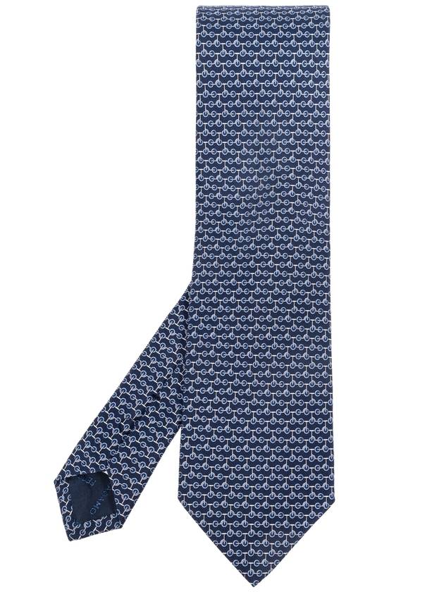 FERRAGAMO Silk Tie, Men's, Navy Blue - SALVATORE FERRAGAMO - BALAAN 1