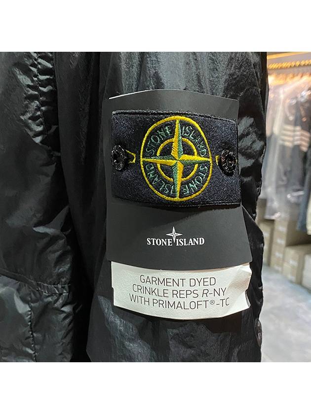 Men's Garment Dyed Crinkle Reps Recycled Nylon Primaloft TC Hooded Jacket Black - STONE ISLAND - BALAAN 7