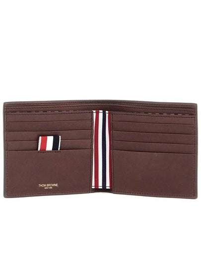 compact dark brown calfskin wallet with slots - THOM BROWNE - BALAAN 2