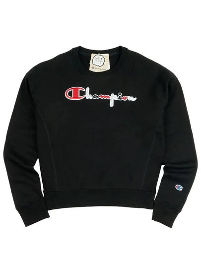 Reverse Weave 3 Color Script Logo Sweatshirt Black - CHAMPION - BALAAN 2