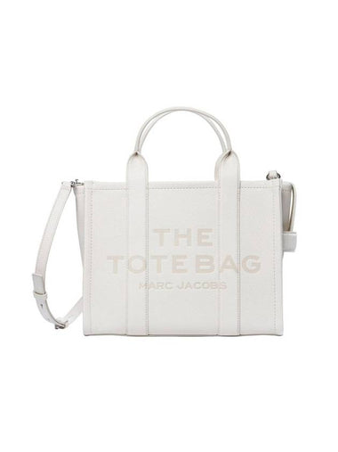 Logo Medium Leather Tote Bag Ivory - MARC JACOBS - BALAAN 1