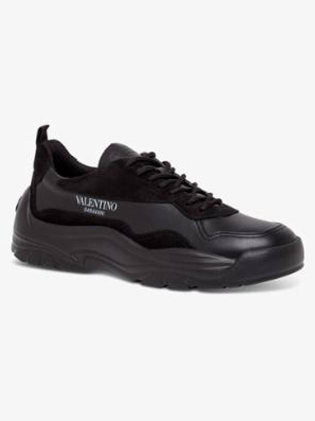 Gumboy Calfskin Low Top Sneakers Black Grey - VALENTINO - BALAAN 3