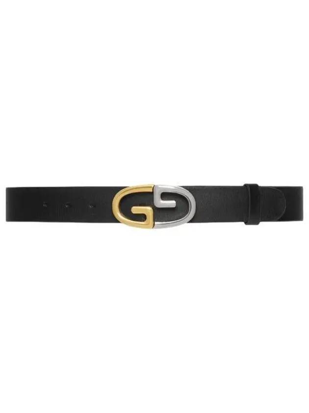 Men's Two Tone Metal Buckle Leather Belt Black - GUCCI - BALAAN 2