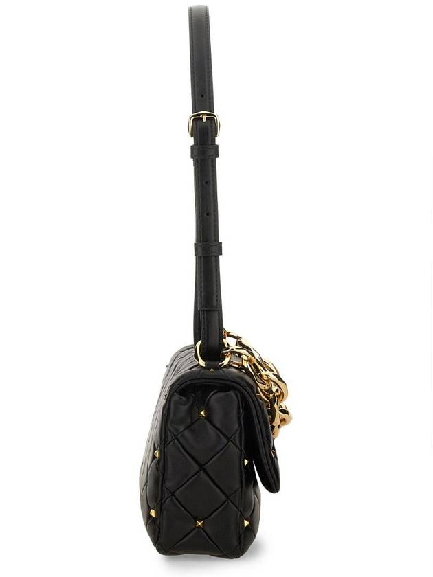 Patchwork Rockstud Spike Shoulder Bag Black - VALENTINO - BALAAN 5